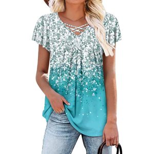 2025 blusas de lino con cuello en V para mujer, Túnica de verano con cuello de lazo, blusas holgadas informales, talla XL - Product Image 2