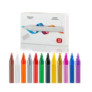 Factory Custom Waterproof Odorless Acrylic Paint Marker Pens 6/8/12/24 Color Acrylic Marker Set For Graffitiing Stones Glass