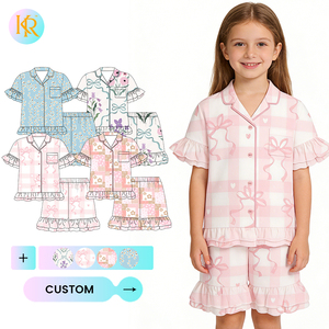 KERUI Nuovo Arrivo Set <span class=keywords><strong>Pigiama</strong></span> Estivo per Bambini Completo per Ragazze Maniche Corte Pantaloncini Stampa Personalizzata Comodo <span class=keywords><strong>Pigiama</strong></span> per Neonati - Product Image 1