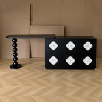 Commode mobile en bois massif de style français rétro en forme de coquille OPEN Wuzao, table de maquillage pour chambre à coucher, motif trèfle à quatre feuilles
