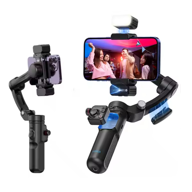 TOKQI M03 3- AI Tracking Stabilizer Handheld Gimbal with Wireless Microphone for V5.2 for Mobile Phone Vlog Shooting