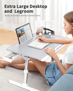 PU deri hareketli çok amaçlı ergonomik katlanabilir dizüstü bilgisayar masası için yatak masası dizüstü bilgisayar için