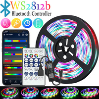 15m 5v Smd 5050 2835 Adressable Dream Color Bande lumineuse LED étanche Contrôle par application avec télécommande 24 touches Bluetooth Intérieur