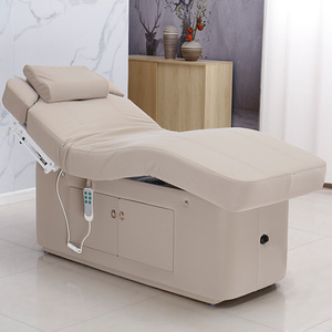 Cama de Salón de Belleza de Lujo en Color Beige, con 2 Motores Eléctricos, Mesa de Masaje, Silla Cosmética para Spa Facial - Product Image 1