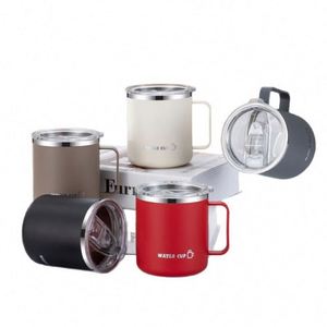Mug de voyage en acier inoxydable 304 avec couvercle, gobelet isotherme à double paroi, anti-fuite, tasse à café de bureau pour le thé et les boissons - Product Image 1