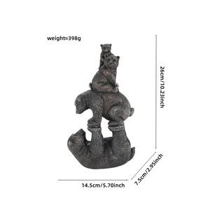 Witt caliente jardín al aire libre colgante familia de <span class=keywords><strong>cuatro</strong></span> osos negros artesanías de resina - Product Image 6