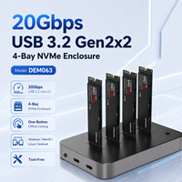 Docking Station SSD NVMe PCIe Gen3x4 M.2 4-Bay Offline Clone 20Gbps USB3.2 Gen2x2 Aluminium PD45W Maks 8TB M Key SSD
