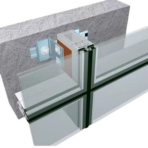 Murs-rideaux en alliage d'aluminium, surface anodisée, design contemporain pour application en villa, caractéristique anti-corrosion - Product Image 1