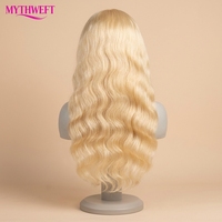 Wig Rambut Asli Brasil Honey Blond 613 Cuticle Aligned Raw, Wig Frontal HD 613 Body Wave Tanpa Lem Transparan untuk Wanita Kulit Hitam