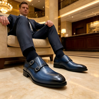 Chaussures Monk en cuir véritable de haute qualité avec boucle Mengke, chaussures habillées formelles, marron et noir, à bout pointu, faites à la main pour hommes