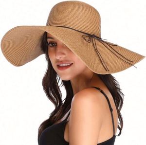 100% <b>Straw</b> <b>Summer</b> <b>Hat</b> Personalized Design Breathable Anti Sun Customizable Size Unisex Striped Pattern for Beach Vacation - Product Image 1