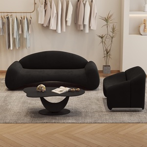 Ensemble de canapés en tissu de style nordique, simple, en ligne droite, pour petit appartement, salon de beauté, avec rembourrage en éponge - Product Image 4