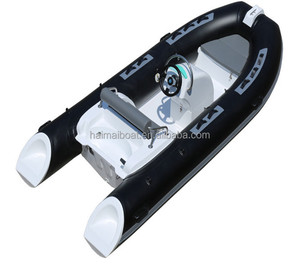Bote Recreativo de Fibra de Vidrio RIB390 de 12.8 Pies, Yate Deportivo con Doble Motor Fuera de Borda para Pesca y Remo, Bote Rígido Inflable Doble - Product Image 6