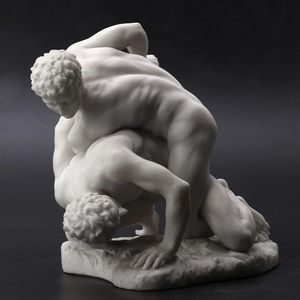 Sculpture en pierre de lutteurs grecs nus, statue en résine Pancrastinae, finition blanche en marbre - Product Image 2