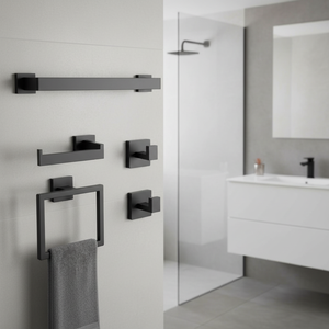 Ensemble d'accessoires de salle de bain en noir mat, fer durable, finition moderne et propre, prix raisonnable - Product Image 1