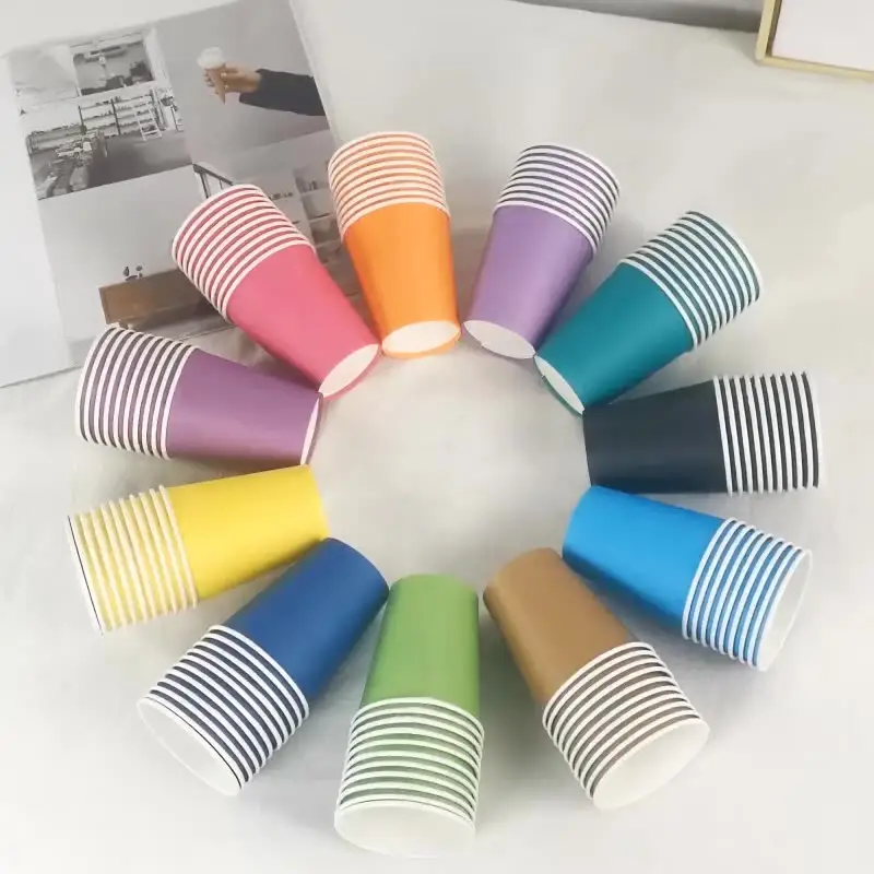 9 oz katı renk kaplı kupa çocuklar DIY özel kağıt bardaklar toptan fincan kağıt