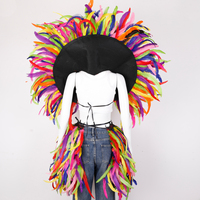 Ensemble de 3 plumes arc-en-ciel, costume en plumes fait à la main pour défilé de carnaval, spectacle de scène d'Halloween, festival, cosplay, accessoire photo