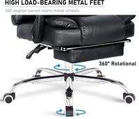 Chaise de bureau inclinable ergonomique pour ordinateur, dossier réglable, robuste, pivotante à 360 °, avec repose-pieds