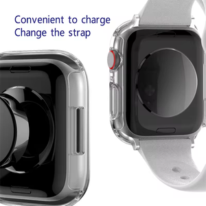Cubierta completa de PC dura ultra delgada con protector de pantalla de vidrio templado, funda de reloj para <span class=keywords><strong>Apple</strong></span> <span class=keywords><strong>Watch</strong></span> Series 7 8 9 41mm 45mm 49mm - Product Image 3