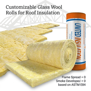 Laine de verre en rouleau ASTM Qualité 16kg/m³ Épaisseur 50mm pour l'isolation thermique des toitures et la construction d'entrepôts UET - Product Image 1