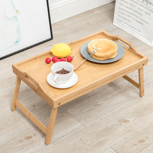 Bamboo Folding Tabletop Laptop Stand With Handles For Home Bedroom Use - Product Image 3