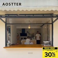 Fenêtre coulissante commerciale robuste AOSTTER à rupture de pont thermique pour cuisine et bar, avec moustiquaires, en aluminium pliable, à économie d'énergie