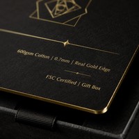 Cartes de visite personnalisées de luxe en papier fantaisie avec bordure dorée |   Cartes de visite professionnelles en coton 600 g/m² de qualité supérieure pour les marques de cosmétiques et de soins de la peau