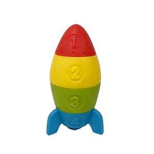 Jouet <span class=keywords><strong>de</strong></span> <span class=keywords><strong>bain</strong></span> en PVC souple pour bébé en forme <span class=keywords><strong>de</strong></span> fusée, <span class=keywords><strong>puzzle</strong></span> musical empilable, grand bloc <span class=keywords><strong>de</strong></span> construction, tour d'équilibre, amusant pour les enfants - Product Image 2