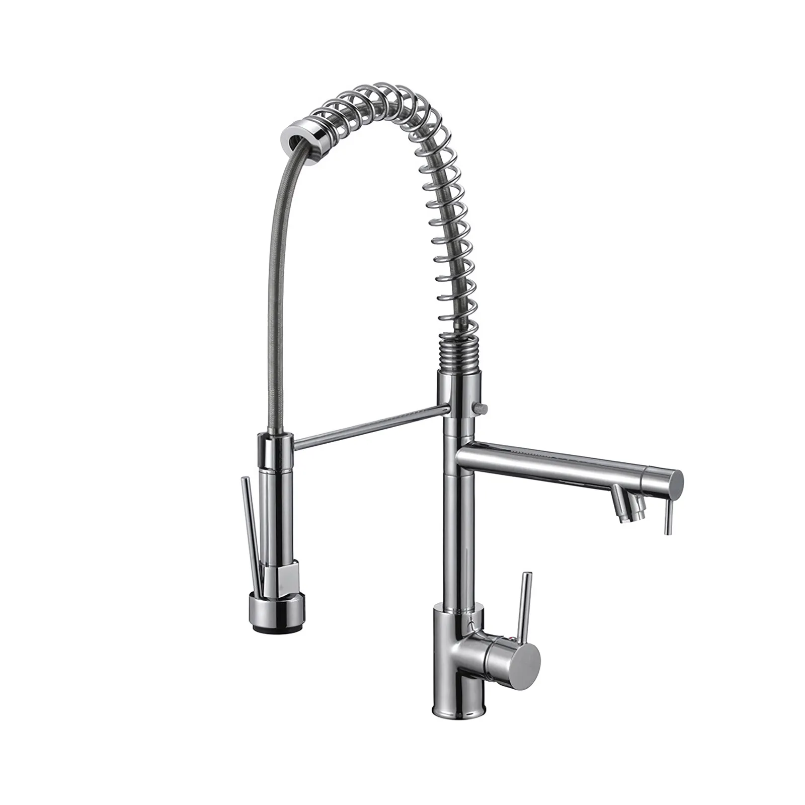 Commercial Pull Out Flexible Water Mixer 3 Way Pre Rinse Sink Taps Spring Kitchen Faucet with Pull Down Sprayer