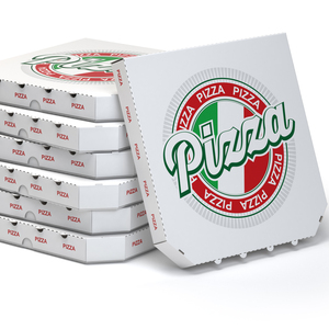 Boîte à pizza brune à emporter avec impression personnalisée de pizza d'emballage ondulé bon marché - Product Image 1