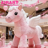 Cheval gonflable en peluche, couleur rose, cheval gonflable moelleux, cheval gonflable géant, décoration de cheval debout pour centre commercial