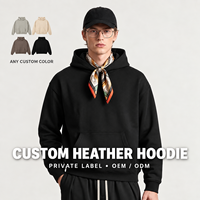 Sweat-shirt à capuche surdimensionné personnalisé unisexe en mélange de coton chiné, pull à épaules tombantes, fabricant OEM ODM pour marque privée