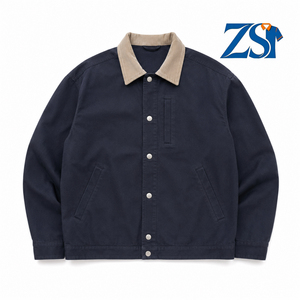 <span class=keywords><strong>Veste</strong></span> de travail <span class=keywords><strong>en</strong></span> toile Zesheng avec logo personnalisé pour homme, style Detroit, col <span class=keywords><strong>en</strong></span> velours côtelé contrastant, coupe courte et ample, manteau décontracté - Product Image 2