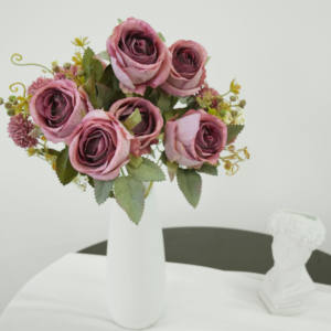 Nueva flor artificial 9 Color sólido Rosa Fábrica Venta al por mayor Decoraciones para el hogar Flor de sujeción nupcial - Product Image 3