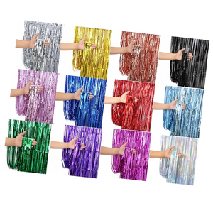 1*2m Brilhante Chuva Silk Curtain Laser Chuva Cortina para Festa de Aniversário Props & Decorações com Tassel Flower <span class=keywords><strong>Background</strong></span> - Product Image 1