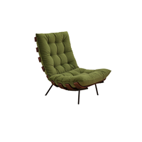 Fauteuil d'appoint ergonomique vintage en cuir microfibre avec dossier inclinable à 3 segments, housse amovible et structure métallique en U