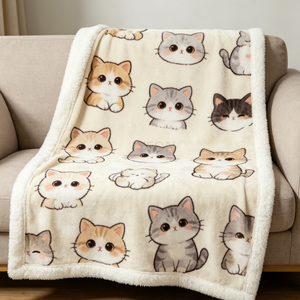 Manta de Lujo de Felpa <span class=keywords><strong>para</strong></span> <span class=keywords><strong>Gatos</strong></span>, Doble Capa, Gruesa, de Invierno, de Sherpa, con Estampado Digital, <span class=keywords><strong>para</strong></span> Viaje, <span class=keywords><strong>No</strong></span> Tóxica, Decoración Kawaii - Product Image 1