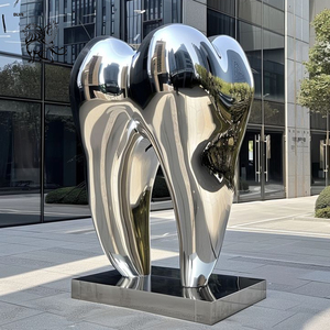 Sculpture de grande dent en métal pour <span class=keywords><strong>d</strong></span>écoration de clinique <span class=keywords><strong>dentaire</strong></span> en plein air, en acier inoxydable poli miroir, statues de dents - Product Image 2