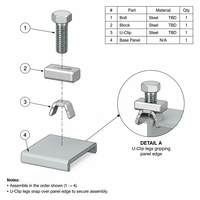 Boulon hexagonal en acier galvanisé sur mesure avec support en U et écrou coulissant pour fixations de montage de machines OEM