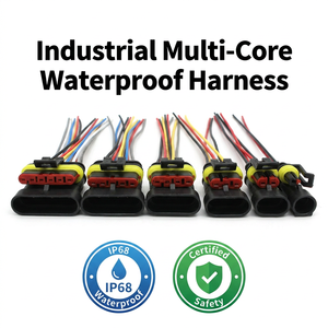 Op maat gemaakte auto-elektrische 3-draads connector van zuiver koper, IP66-geclassificeerd, met PBT/PTFE/Nylon isolatie voor gebruik in auto's en motoren - Product Image 1