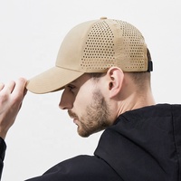 Gorra de Béisbol de 6 Paneles, de Secado Rápido, Perforada con Corte Láser, Ligera, Transpirable, Ajustable, Lisa, Deportiva, para Hombres y Mujeres