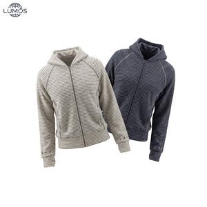 Vente en gros de sweat-shirts à capuche zippés rayés de style américain pour femmes, veste cardigan ouverte pour l'automne et l'hiver, haut de <span class=keywords><strong>sport</strong></span> décontracté et polyvalent, logo personnalisé - Product Image 1