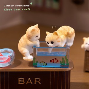 Adorable figurine de chat fleur <span class=keywords><strong>coquin</strong></span> en résine, jouet attrape-poissons, accessoire de décoration miniature pour maison de poupée, mini décoration de bureau - Product Image 4