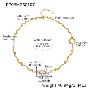 <span class=keywords><strong>Collar</strong></span> de Perlas y Circonitas Marquise con Diseño Nuevo 2026, Cadena de Acero Inoxidable Texturizada, Joyería Elegante para Mujer, Venta al por Mayor - Product Image 6
