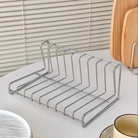Rak piring Organizer Stainless Steel, rak piring 6 Slot, rak kering untuk lemari kabinet, Laci, pemegang piring, tutup panci dan talenan
