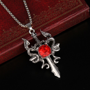 Collana con Pendente a Forma di Spada di Cristo in Zircone, Gioiello Punk con Corda in Pelle, Collana con <span class=keywords><strong>Drago</strong></span> per Uomo e Donna - Product Image 4