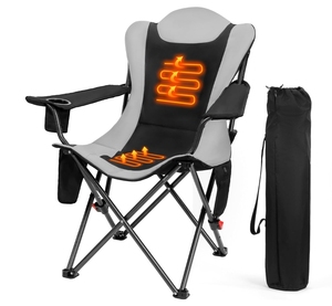 <span class=keywords><strong>Chaise</strong></span> de camping chauffante pliable robuste <span class=keywords><strong>pour</strong></span> l'extérieur, <span class=keywords><strong>chaise</strong></span> de jardin chauffante avec porte-gobelet et poche latérale - Product Image 1