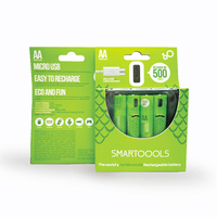 Baterai Isi Ulang Smartoools Ni-MH AA/AAA 1.2V 1000mAh 4 Pack Bersertifikat CE Garansi 2 Tahun untuk Senter Perahu