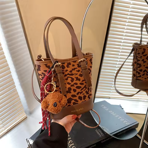 Portefeuille et sac à main à imprimé léopard, sac à bandoulière de marque pour femmes, sac seau de marque pour femmes, sac à main pour femmes, sac fourre-tout pour femmes - Product Image 3