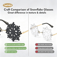 Lunettes de soleil flocon de neige YACHEN – Cadeau promotionnel pour fête de Noël, lunettes fantaisie sans monture pour les fêtes d'hiver